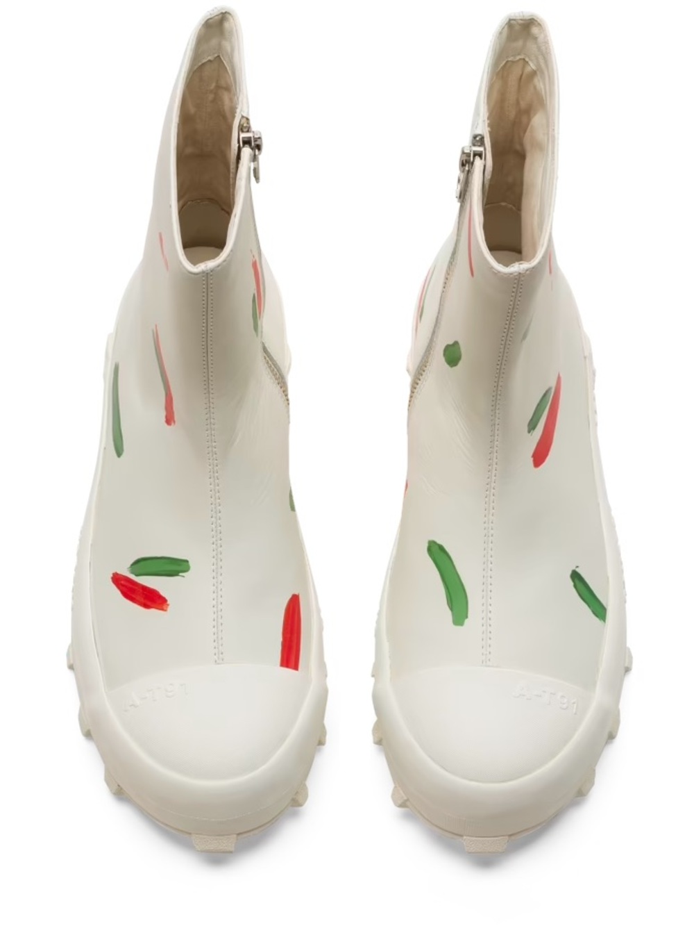 Camper White Leather Ankle Boot with Red & Green - Picture 10 of 12